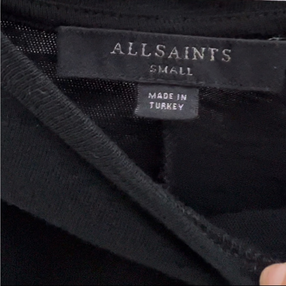All Saints Ruched Midi Black Dress Sz S - Picture 11 of 14